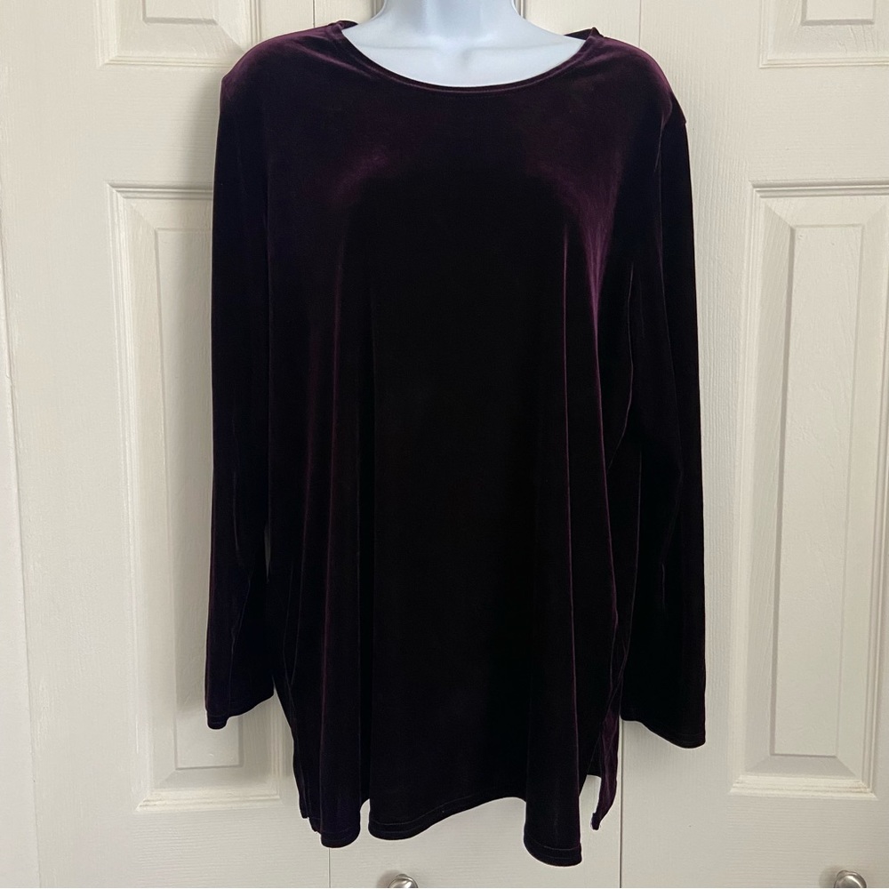 Kathie Lee Collection | Vintage Velvet Royal Purple Long Sleeved Shirt